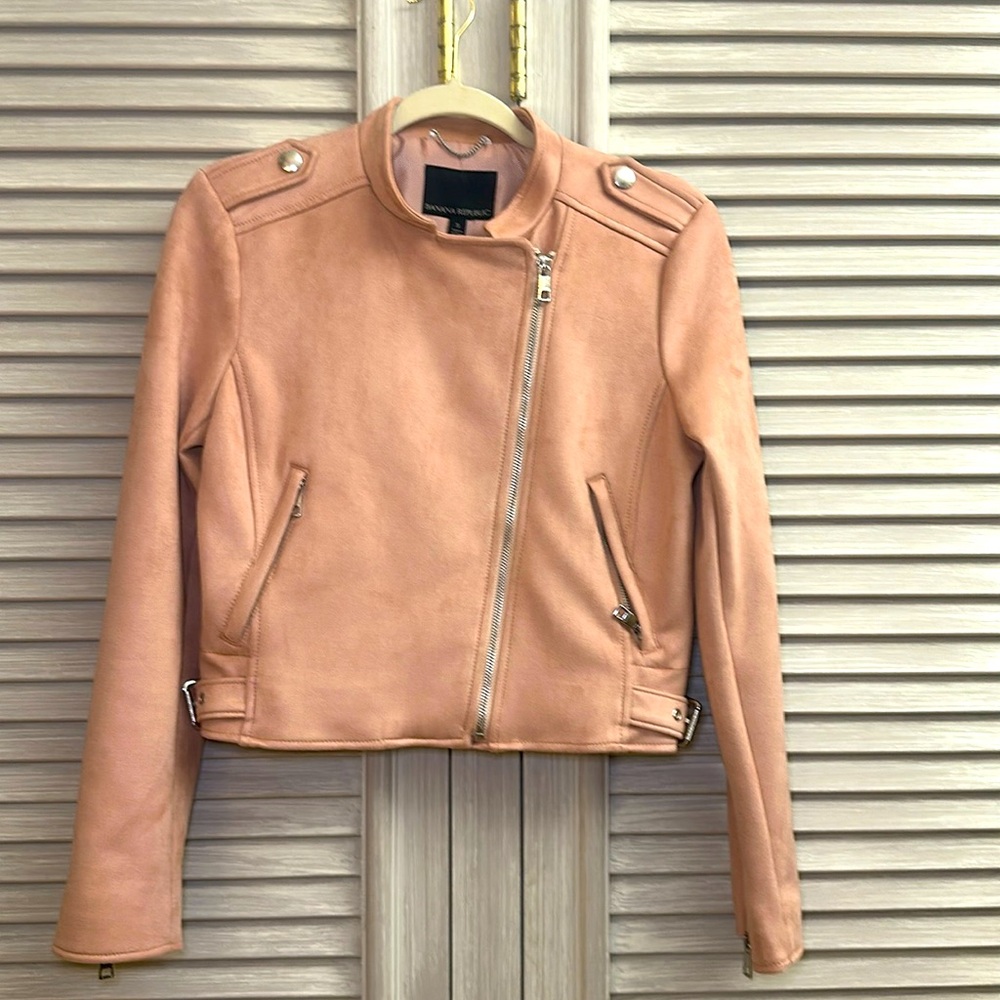 Banana Republic, size small pink suede like jacket, pristine condition.